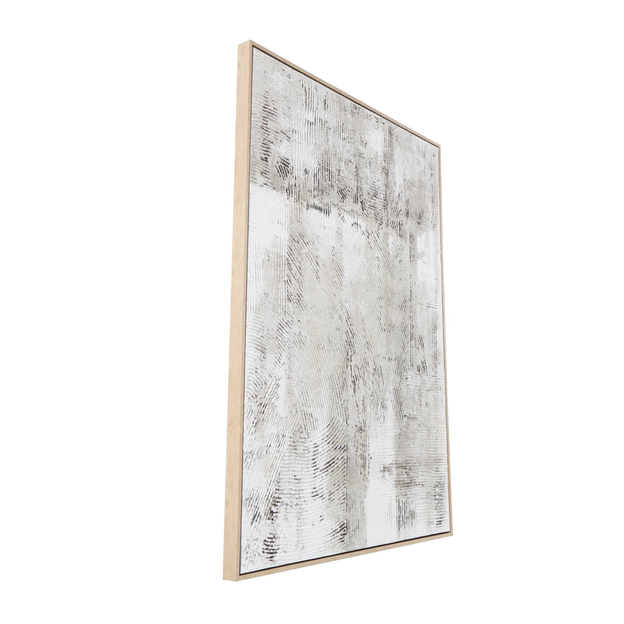 Gray Wooden Abstract Textured Framed Wall Art with Black Distressing